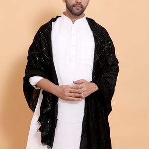 Elegante katoenen Chanderi-dupatta voor heren met opeenvolging van dozen