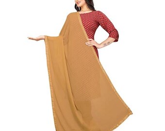 Elegant Chiffon Dupatta with Lace Border | Lightweight Ethnic Scarf
