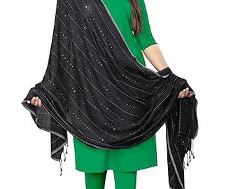 Cotton Dupatta with Sequins & Tassel Detailing | Lightweight Scarf