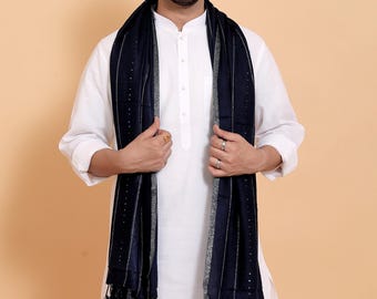 Men’s Viscose Rayon Scarf with Sequin Work | Elegant Ethnic & Festive Wear Accessory
