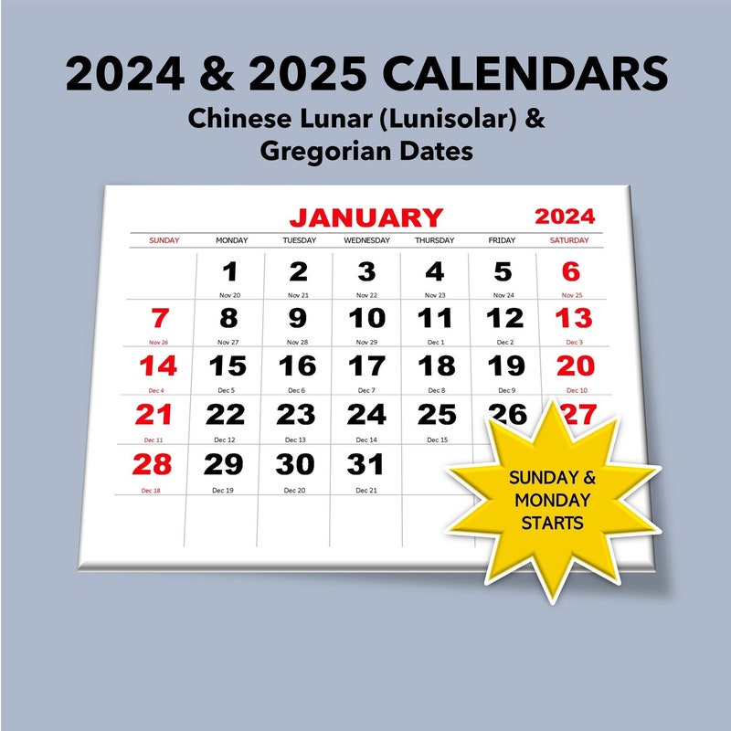 2025 Calendar Chinese Etsy