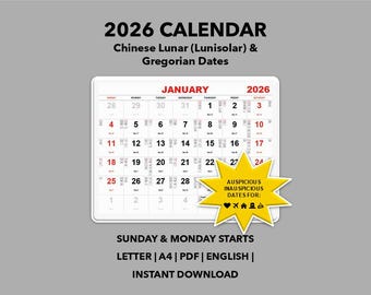 Chinese maankalender 2026: gunstige data en festivals (pdf-download)