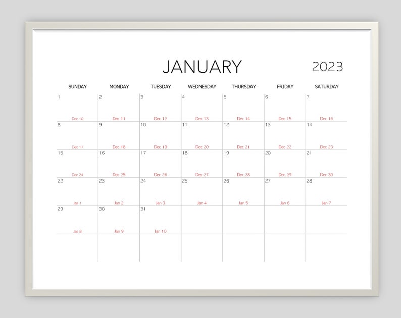 2023 2024 Monthly Wall Calendars Gregorian & Chinese Lunar Etsy