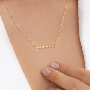 Collar de mamá en plata de ley, oro y oro rosa, collar de mamá delicada, regalo perfecto para la madre
