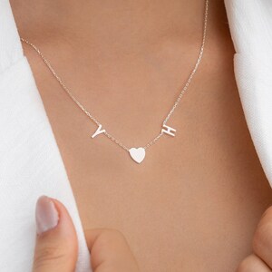Collar de letras de plata personalizado, collar inicial, colgante de letras hecho a mano, regalo de boda, regalos para novias, regalos de aniversario