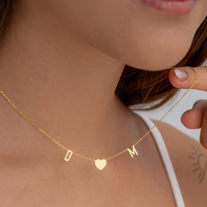 Regalos para parejas, collar de letras y corazones, collar inicial, regalo del Día Internacional de la Mujer, regalo del domingo MOTHERİNG, regalos para esposa