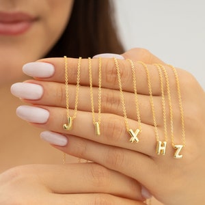 Colar de prata 925 com alfabeto A-Z, colar 3D com letra, pingente de letras de bolha, joias iniciais banhadas a ouro, colar com pingente de sopro