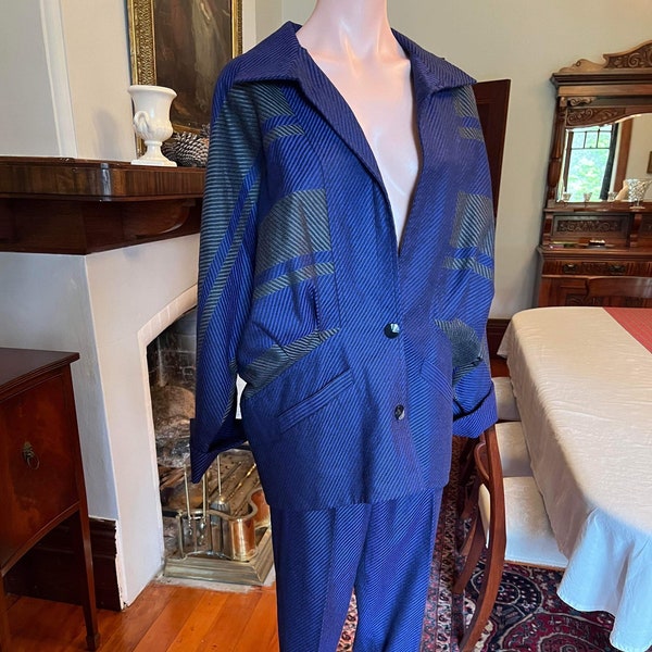 80s 90s pure wool suit with raglan sleeves and stirrup pants : purple, jacket, pants, vintage, hammer