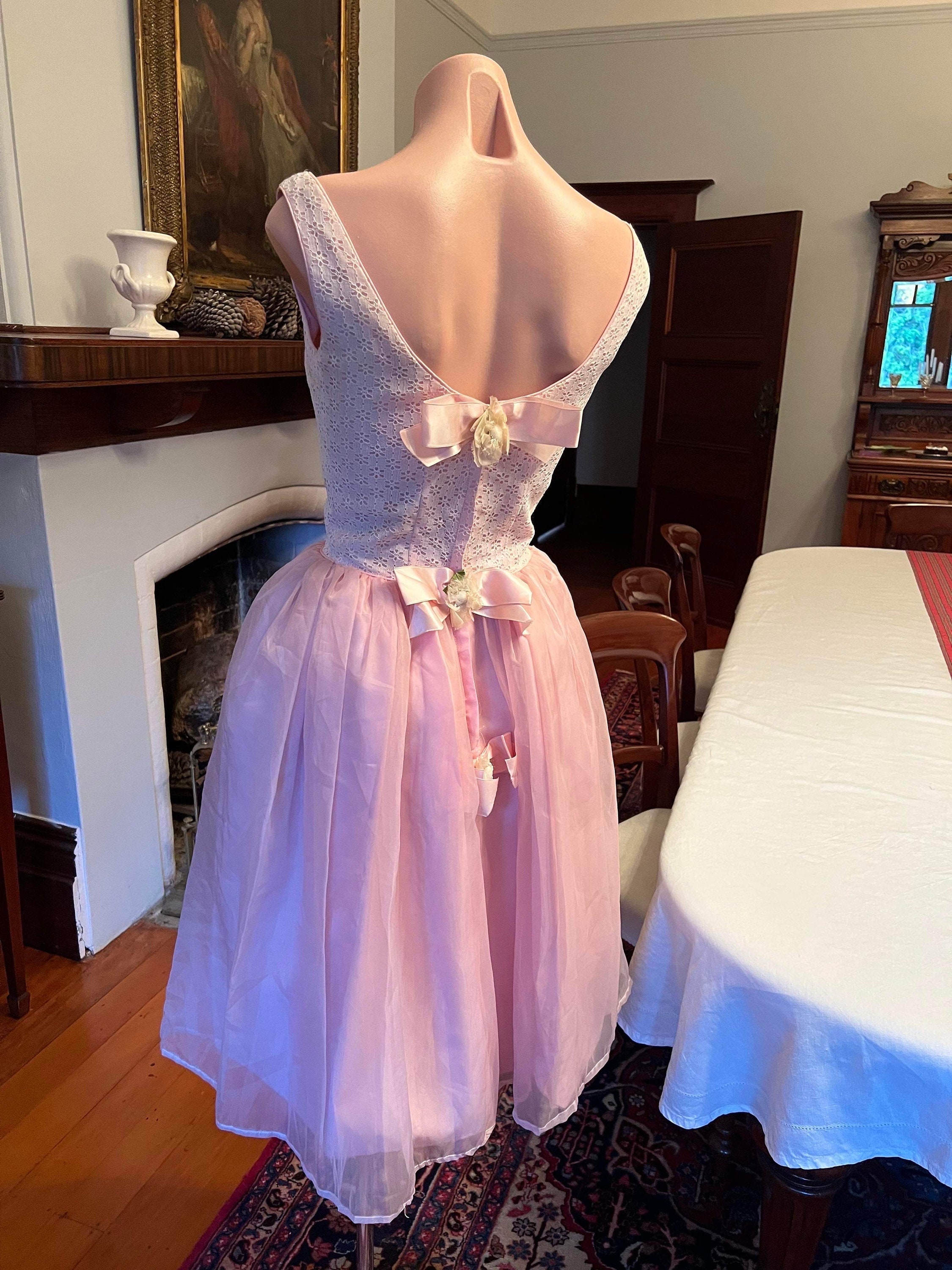 50s dress with floral garlands: extra small, small, crinoline, fairy, embellishment, party, fit and flare