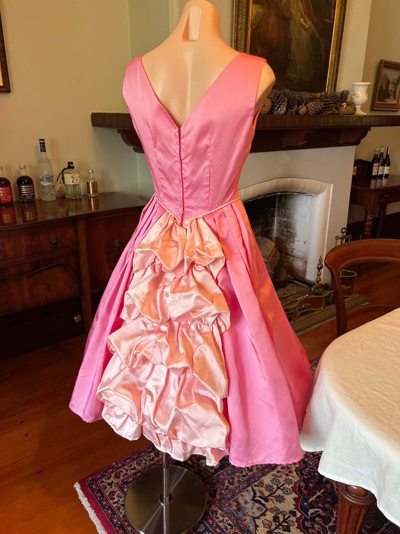 80s Pink Satin Dress With Ruffles: High Quality, Cinderella, Bustle, Party,  Evening, Barbie, Xs, Xxs, Fit and Flare, 50s Dress - Etsy