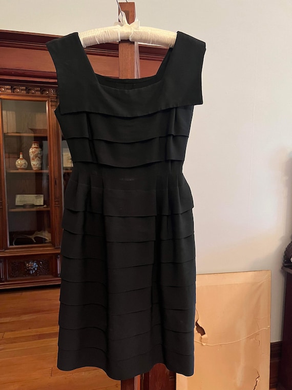 Film noir 40s gelaagde rayon jurk: xs, small, cocktail, plooien