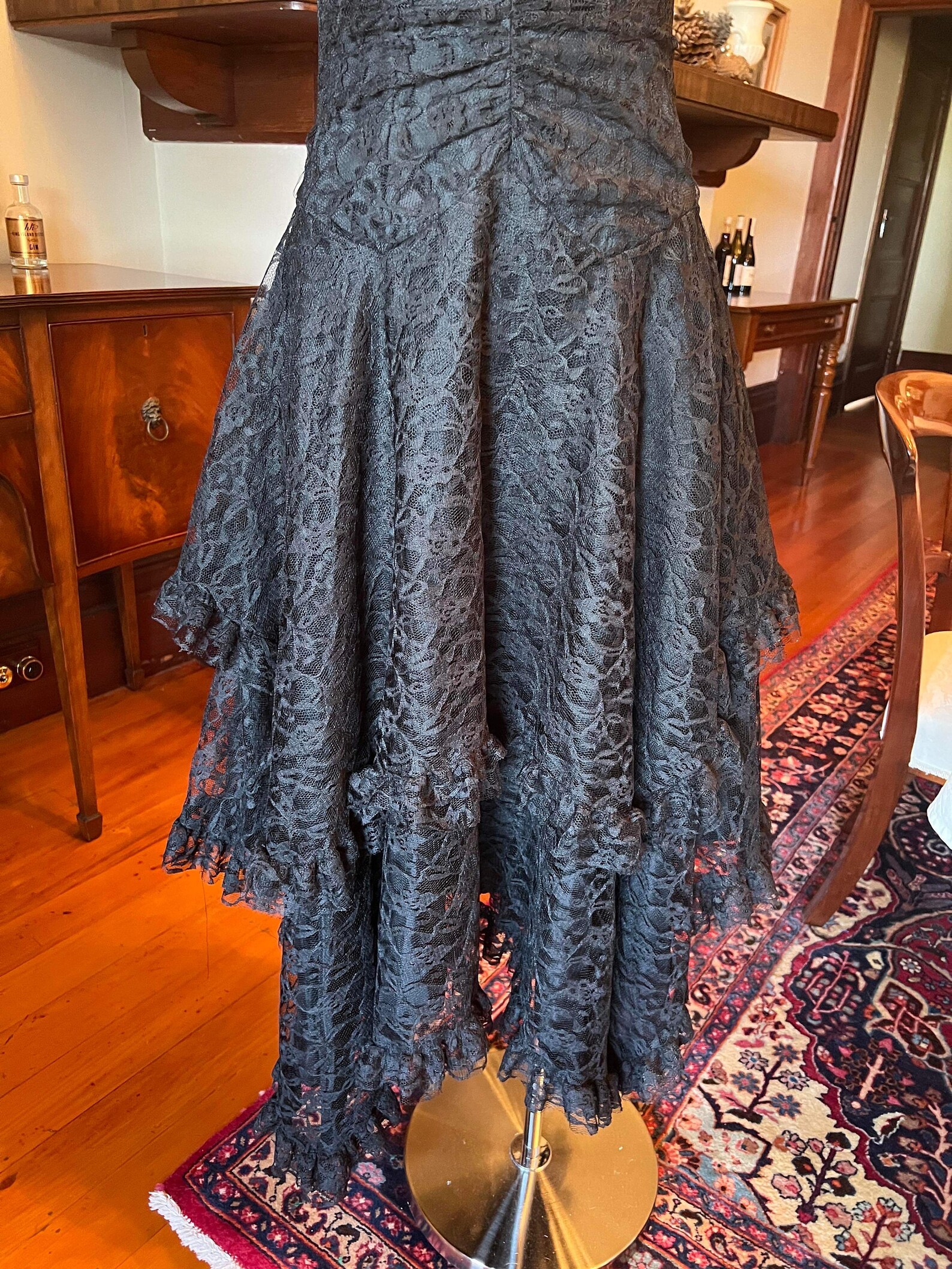 1970s does Victorian Lace Button Back High Neckline Dress | small/medium