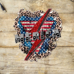 UVDTF Decal 'merica Leopard Print and Lightning Flag Patriotic - Etsy