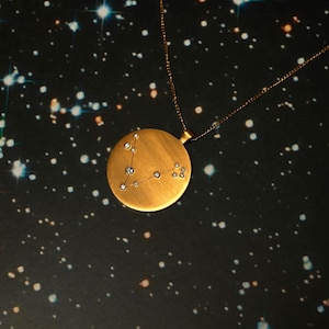 Pisces Necklace, Zodiac Constellation Necklace, Astrology Gift for Her,  Handmade Celestial Silver Jewelry, Aquamarine Birthstone Jewelry.