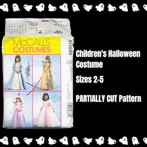 McCall’s Costumes, M4888 Children’s Sewing Pattern, Sizes 2,3,4,5, Princess Ball Gown Dress, PARTIALLY CUT, ©2005