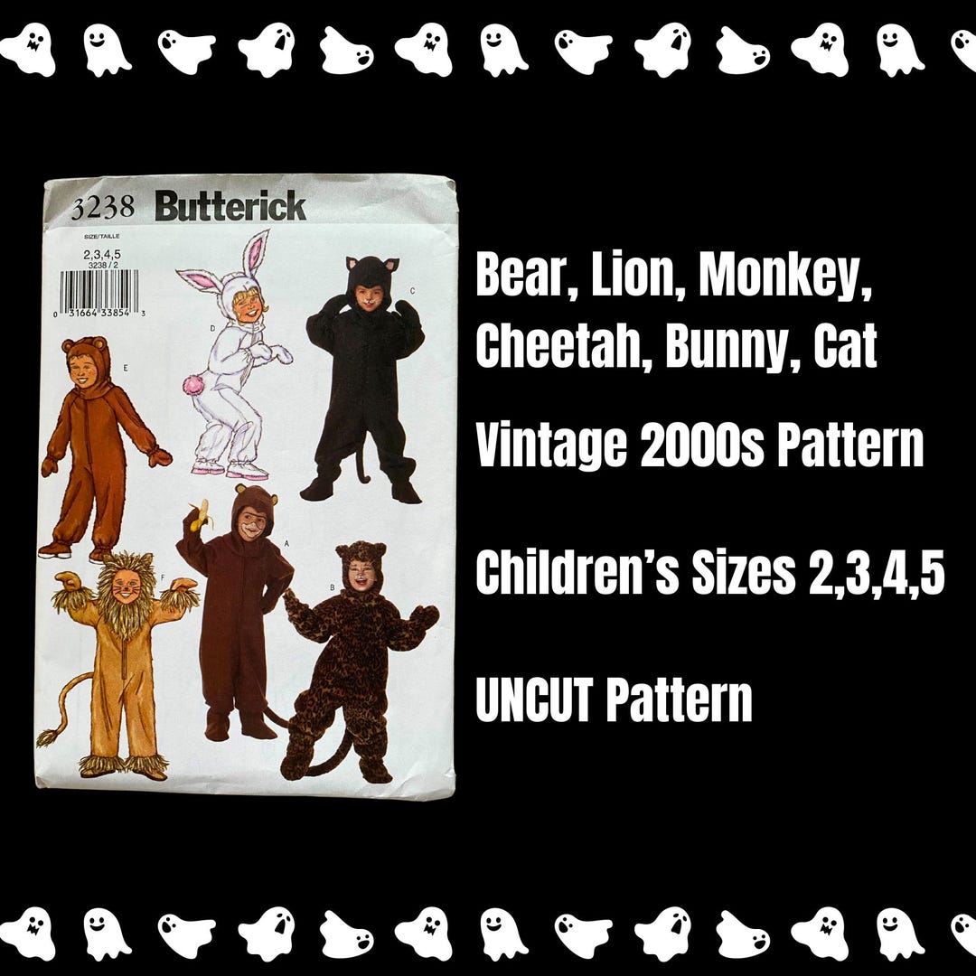 Butterick 3238, Vintage Sewing Pattern, Childrens Sizes 2 3 4 5, Animal ...
