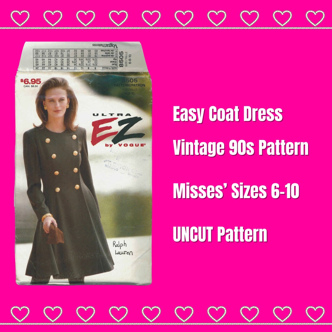 Patron De Couture Vogue 9343 Vintage - Veste Col Années 90, Uncut, Pour Femme