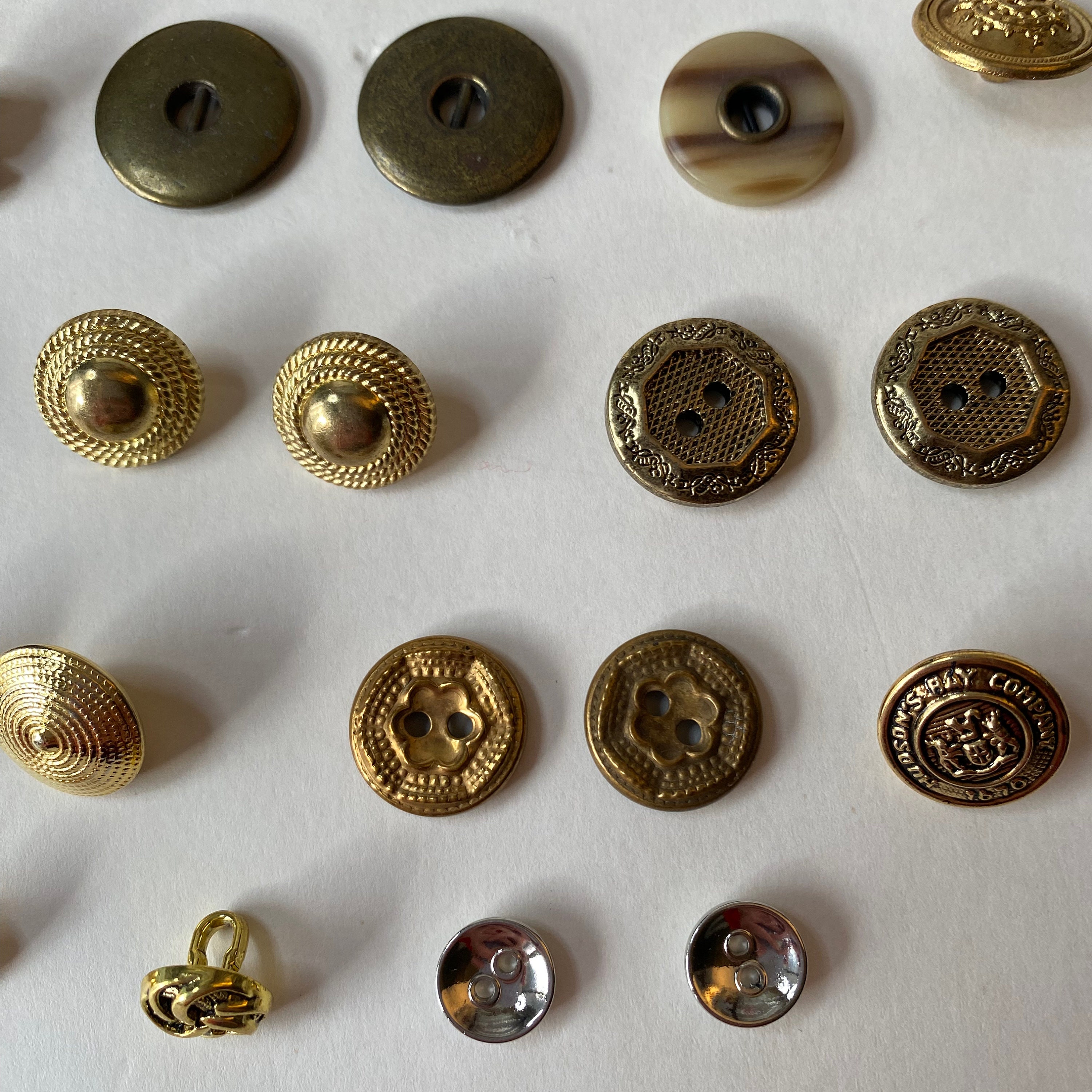 28pc Vintage Gold/metallic Button Lot (various Shapes and