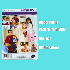 Simplicity 2924 Sewing Pattern, Diaper Bags Accessories, Changing Pad, Burp Cloth, Tummy Pillow, Bib, Wipes Bag, Pacifier Clip, UNCUT, ©2008