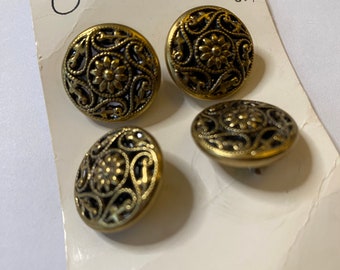 Botones Fairloom adornados en oro vintage de 4 piezas (20 mm)