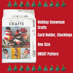 McCall's, M4996 Holiday Craft Sewing Pattern, Taille : OS, Porte-cartes bonhomme de neige, Pièce maîtresse, Ornements, Bas, non coupé, ©2005