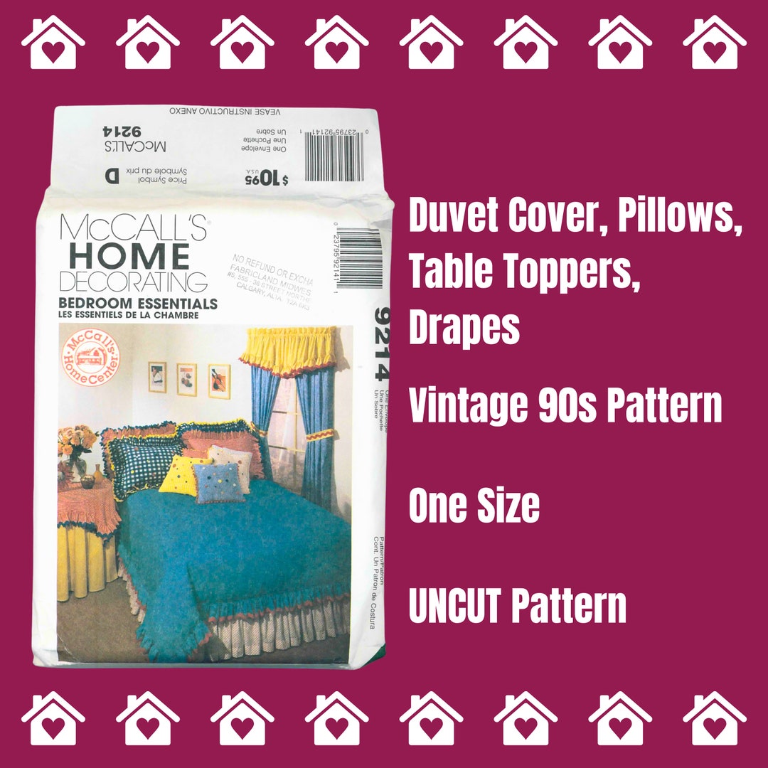 Mccall’s Home Decorating, 9214 1990s Sewing Pattern, One Size, Duvet ...