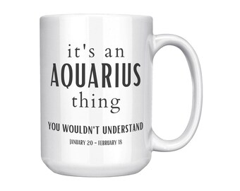 Aquarius Zodiac Mug: 15oz Astrology Gift