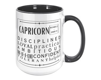 Capricorn Zodiac Mug: Astrology Gift, Personalized 15oz Mug