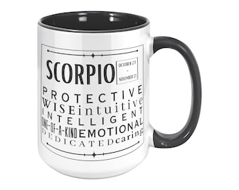 Scorpio Zodiac Mug: Astrology Gift, Personalized 15oz Accent Mug