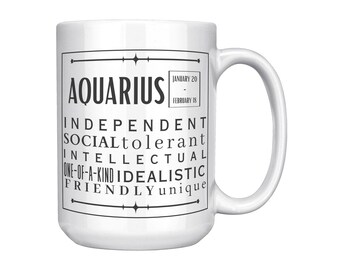 Aquarius Zodiac Mug: Astrology Gift, Personalized 15oz Mug