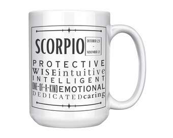 Scorpio Zodiac Mug: Astrology Gift, Personalized 15oz Mug
