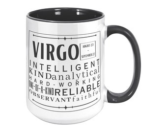Virgo Zodiac Mug: Astrology Gift, Personalized 15oz Accent Mug