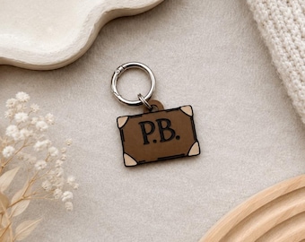 Targhetta per animali domestici a forma di orso in valigia - personalizzata, su misura, targhetta per cani, accessori, portachiavi, Paddington