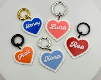 Personalized Frilled Heart Dog Tag: 3D Printed Pet ID, Valentine's Gift