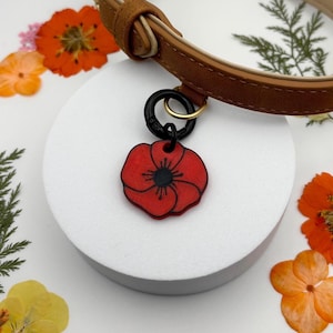 Coquelicot - Médaille pour chien, cadeau, porte-clés, fleur, été, carte d'identité pour animal de compagnie, médaille, médaille pour chat, impression 3D, printemps