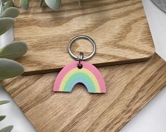 Portachiavi arcobaleno pastello: ciondolo stampato in 3D, medaglietta ecologica per animali domestici