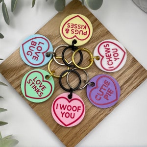 Sweetheart Tag - Personalised 3D Printed Keyring/Dog Tag, love, valentines, gift for her, gift for him, heart, loveheart, sweets