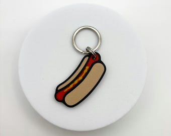 Hot Dog - Personalised 3D Printed Dog Tag, custom, sustainable, customized, weiner, gift, keyring