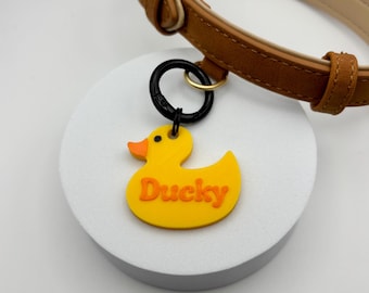 Anatra - Targhetta per cani personalizzata stampata in 3D, personalizzata, sostenibile, personalizzata, paperella di gomma, regalo