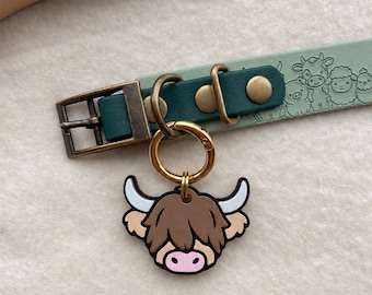 Highland Cow Pet Tag - personalised, custom made, dog tag, accessories, keyring