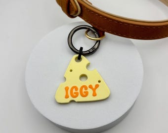 Fetta di formaggio - Targhetta per cani personalizzata stampata in 3D, portachiavi personalizzato, sostenibile, regalo
