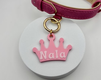 Crown - Personalised 3D Printed Dog Tag, custom, sustainable, customised, princess, gift
