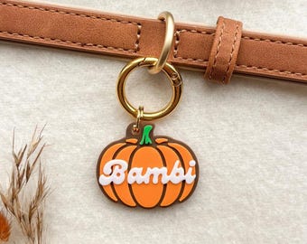 Targhetta per cani a forma di zucca - personalizzabile, per animali domestici, accessori, autunno, Halloween