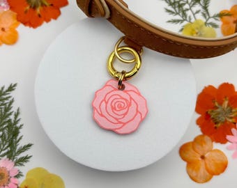 Medaglietta identificativa per animali domestici a forma di rosa: medaglietta per cani o portachiavi a forma di fiore stampata in 3D