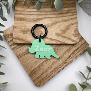 Dinosaur - Personalised 3D Printed Dog Tag, custom, sustainable, customized, triceratops