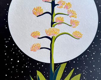 Agave Moon Limited Screen Print, Hand Printed