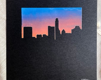 Austin, Texas Skyline Screen Print, Cityscape at Sunset Art