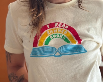 Top corto y camiseta con estampado de libros prohibidos, arcoíris, lectura, literatura, LGBTQ+