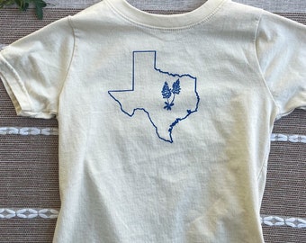 Texas Bluebonnet  kids shirt, floral, wildflower, Screenprint, Handmade