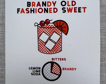 Brandy Old Fashioned Edição Limitada Serigrafia, Impresso à Mão